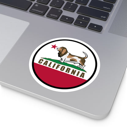 California Republic Flag Basset Version - Round Stickers, Indoor\Outdoor