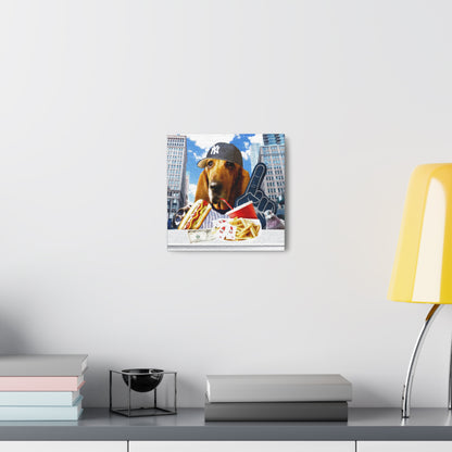 Hound Having A Hot Dog in The City - Canvas Gallery Wraps