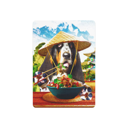 Basset Eating Chinese Food - Metal Art Sign