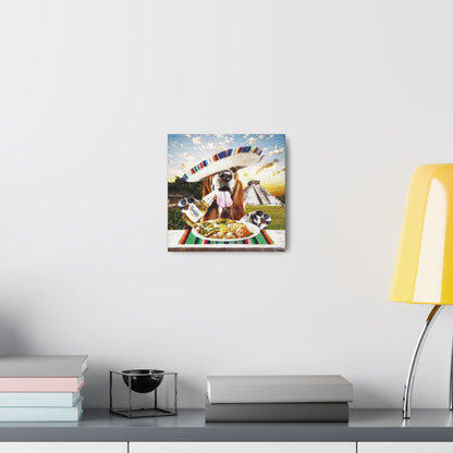 Hound Drinking Cerveza & Eating Mexican Food - Canvas Gallery Wraps