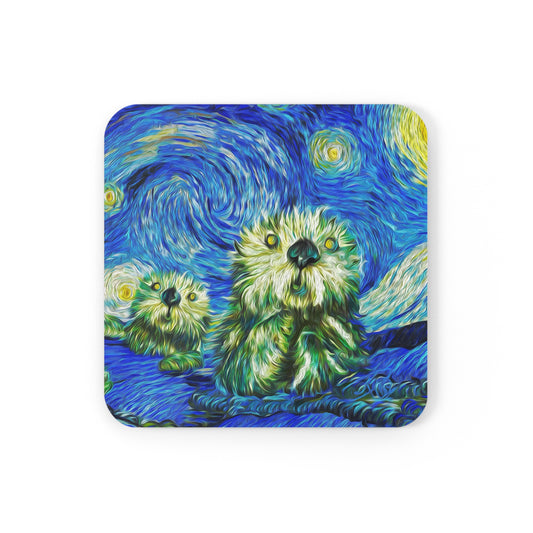 Starry Monterey Night - Square Cork Back Coaster