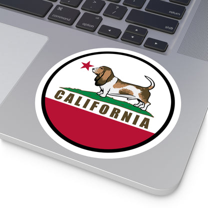 California Republic Flag Basset Version - Round Stickers, Indoor\Outdoor