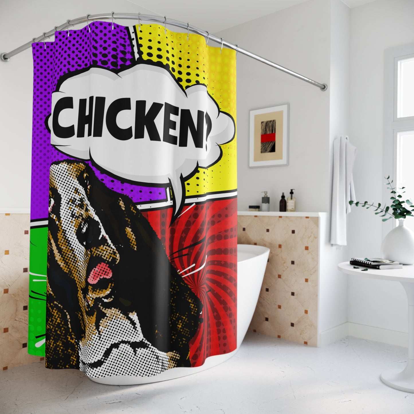 Basset Hound Pop Art (Chicken?) - Shower Curtains