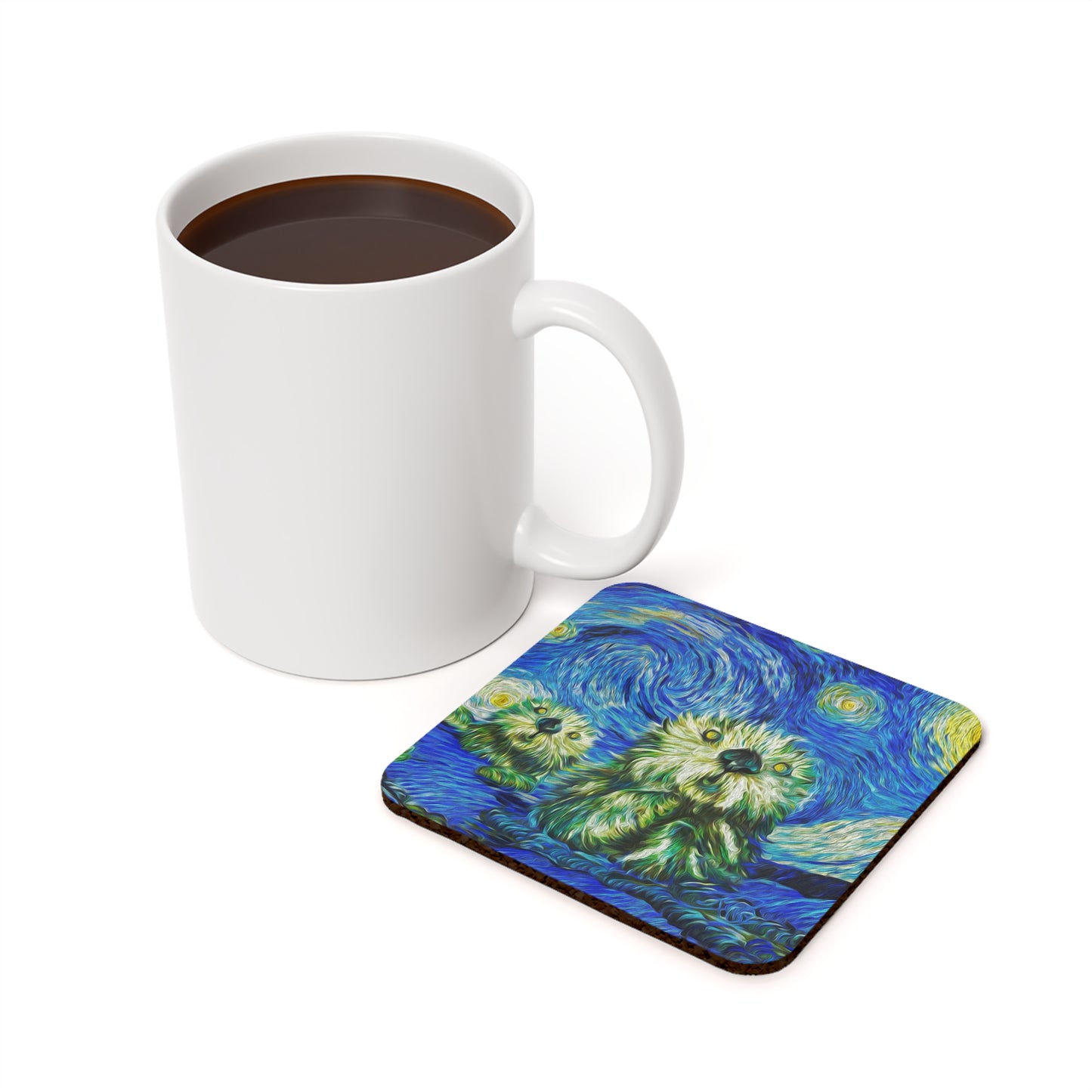 Starry Monterey Night - Square Cork Back Coaster