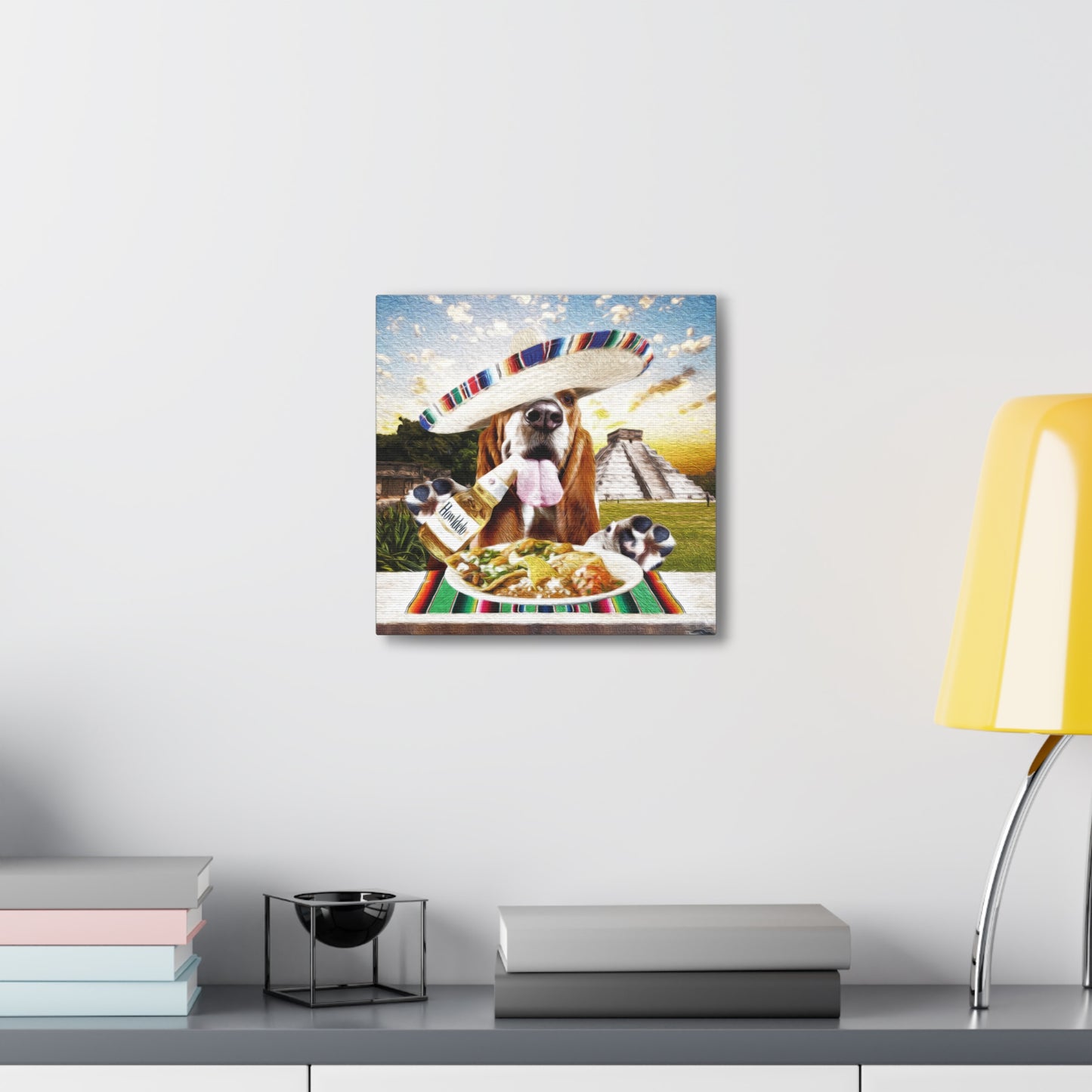 Hound Drinking Cerveza & Eating Mexican Food - Canvas Gallery Wraps