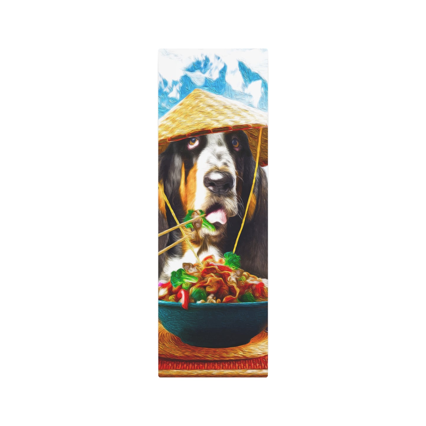 Basset Eating Chinese Food - Metal Art Sign